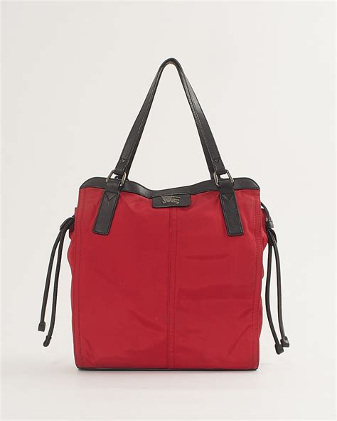 burberry womens red nylon nova check packable tote purse|burberry nova check tote price.